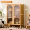 Aparador de Cocina Estantería con Puerta de Cristal Madera Maciza Roble Estilo Japonés Combinación para el Hogar Estantería Estante de Almacenamiento de Pie