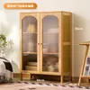 Aparador de Vidrio Vintage Negro Gabinete para Vino Estante de Exhibición Almacenamiento Contra la Pared para Sala de Estar del Hogar Gabinete Estrecho Junto al Gabinete de TV Estantería