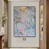 Pintura Decorativa para Sala de Estar de Plantas y Flores Color Crema, Arte de Pared Personalizado para Habitación Infantil con Temática de Dopamina, Pintura de Mesita de Noche para Cama de Perro