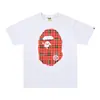 Camisetas de Marca de Moda Transfronteriza para Parejas para Hombres y Mujeres, Camiseta de Manga Corta con Cuello Redondo y Letras Digitales para Hombre, Cabeza de Mono Bape, Camiseta de Manga Corta para Mujer de Comercio Exterior