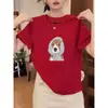Camiseta de Algodão Escovado com Ombro Normal e Manga Curta para Mulheres, Camiseta Básica Elegante Versátil Acolchoada Preta Slim Fit para Primavera, Verão e Outono
