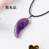 Pendente de Asas de Anjo de Ametista Natural Pedra de Cristal Asas de Anjo Esculpidas Acessórios de Colar Venda por Atacado