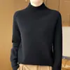 Suéter de punto raglán para mujer, nuevo estilo de lujo ligero para otoño e invierno, 100% lana, de cuello semi-alto, suelto y adelgazante, camisa base de punto