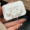 Ah, Brincos Rosa Primavera! Conjunto de Brincos Laço de Diamante Delicado Brincos de Design Nicho