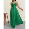 Nuevo vestido de verano estilo europeo y americano, color liso, sin tirantes, sexy, con espalda descubierta y amarre en la espalda, para vacaciones en la playa