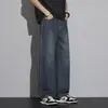 Jeans para hombre 2026 verano nuevo estilo lavado vintage holgados rectos pantalones de marca de moda versátiles casuales pantalones largos