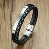 Pulsera de cuero de acero inoxidable retro creativa simple con personalidad para hombres de nueva moda europea y americana, pulsera tejida de cuero PU