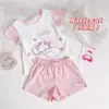 Estilo Novo de Verão Roupas para Meninas Conjunto Duas Peças Princesa com Mangas Vazadas, Roupas Fofas e Confortáveis para Bebê em Casa, Conjunto Duas Peças de Pijama de Manga Curta