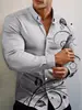 Camisa de hombre de otoño nueva con estampado digital 3D transfronteriza europea y americana, camisa de manga larga con solapa, estampado genial