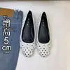 Mocassins Femininos Slip-On com Salto Oculto de 5cm, Solado Macio, Estilo Retrô Francês, Cano Baixo, Sapatilhas Delicadas
