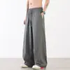Pantalones de Pierna Recta de Seda Helada de Verano para Hombre, Estilo Hong Kong, Corte Holgado, Pierna Ancha, Alta Calidad, Frescos y Deportivos