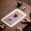 Alfombrilla de té de doble capa para salas de té, estilo chino nuevo, inspirada en Zen, para preparación en seco, camino de mesa, absorbente y resistente al calor, alfombrilla para mesa de té, soporte para tetera, posavasos para té