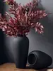 Jingdezhen Cerámica Hidropónica Negra Juego de 3 Piezas Adornos de Flores Secas Decoración de Entrada para el Hogar Jarra de Cerámica Hidropónica Estilo Chino Simple