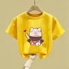 2026 Nueva Camiseta de Verano de Algodón Puro para Niños Mayores, Top de Manga Corta Estilo Verano, Camiseta Delgada de Manga Corta para Niñas Ropa de Verano