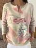 Sudadera de Punto con Cuello en V, Botones y Mangas Largas, Estilo Nuevo Transfronterizo, Otoño e Invierno, Suéter con Estampado de Moda Personalizado para Mujer