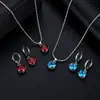 Novo AliExpress Simples Moda Elegante Jóias Combinação Colar Brincos Terno Redondo Multicolorido Pingente de Zircônia