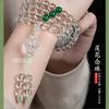 Nueva Pulsera de Cristal Blanco Optimizada con 108 Cuentas Cuentas de Rosario para Mujeres y Hombres, Auténtica Piedra Bruta Pulsera Multicírculo con Colgante de Loto