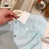 Roupa Infantil Coreana 2026 Verão Novo Estilo Meninos e Meninas Bebê Malha Ultra Fina Manga Curta Gola Polo Camisa Top