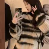 Suéter Pulôver de Tricô Mohair Listrado Outono e Inverno para Homens e Mulheres Marca Tendência Solto Preguiçoso High-End Macio e Grudante Tricô Top