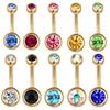 Joias para Piercing Corporal Ouro Eletroplatado Anel de Umbigo Diamante Duplo Diamante Tcheco Prego de Umbigo Haste Grossa Brincos Estilo Punk