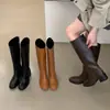 Estilo retro francés Hong Kong, botas altas hasta la rodilla para mujer de punta redonda, tacón grueso, colección nueva otoño/invierno 2026, estilo popular