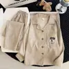 Nuevo conjunto de algodón nube para primavera y otoño, de manga larga y pantalón largo, con estampado de dibujos animados, cómodo para casa, para niños y niñas, adecuado para niños mayores y conjuntos a juego para padres e hijos