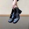 Zapatos Mary Jane Cuadrados Retro Franceses de Tacón Grueso para Mujer, Versión de Piel de Oveja, Correa Única, Corte Bajo, Elegantes Tacones Altos para Viajar al Trabajo