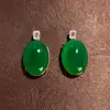 Plata de Ley S925 Nuevo Calcedonia Natural Verde Hielo Alto Colgante Huevo de Paloma Estilo Chino Colgante de Collar Unisex