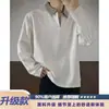 Camisa polo masculina gola V xadrez pied-de-poule, camiseta casual de manga comprida estilo americano para outono, moletom falso de duas peças