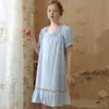 Bata de Noche de Manga Corta de Princesa para Mujer, Delgada de Encaje de Verano, Falda Corta Linda y Dulce de Niña, Sexy Bata de Noche de Palacio Francés