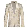 Comercio Exterior Retro Patrón Paisley Negro y Dorado Traje de Hombre Fiesta de Rendimiento Ropa Formal de Novio Chaqueta de Traje Casual
