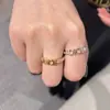 Anillo de Alta Gama Lujo Ligero Europeo y Americano Full Diamante Letra de Moda Hueco Anillo para Mujer Cd Anillo Abierto Nicho Celebridad de Internet Mismo Estilo
