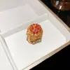 Conjunto de Joias Cruzadas Europeu e Americano Usado Vintage com Pedras Preciosas Coloridas Anel Pulseira Joias de Nicho Luxo Acabamento Pesado Ornatos Atacado