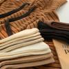 Calcetines de otoño e invierno para mujer, color liso, hasta la pantorrilla, forro polar, engrosados, cálidos, holgados, calcetines largos de punto trenzado color café de cachemira para invierno