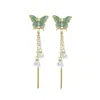 Pendientes Largos de Borla de Mariposa Dulces Lindos Estilo Japonés y Coreano Joyería para Orejas Explosiones de Primavera y Verano Lujo Ligero de Gama Alta