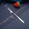 Acero Inoxidable 304 Tenedor para Fruta Engrosado Creativo Hogar Hotel Restaurante Dos Dientes Palillo de Fruta Tenedor de Postre Tenedor para Pastel de Luna