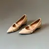 Primer Encuentro Temporada Zapatos de Mujer Puntiagudos Estilo Francés con Tacón Oculto, Zapatos de Moda Poco Profundos de Tira Alrededor, Modelo Nuevo Elegante y Versátil en Plateado