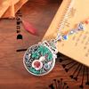 Collar con colgante de plata de ley estilo étnico retro con seis palabras de mantra azul quemado, calabaza redonda, sin importar la marca, artesanía antigua, temperamento para mujer