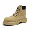Tendência Estilo Retrô Botas Amarelas Grandes Masculinas Jovens Casuais ao Ar Livre Solado Grosso Aumenta Altura Botas Martin Botas de Trabalho Britânicas Tamanho Grande