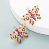 Pendientes de aleación con forma de mariposa y diamantes de imitación para mujer, estilo dulce, con personalidad, a la moda, con forma de corazón