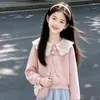 Conjunto de Duas Peças Moda Outono/Inverno 2026: Blusa Doce e Fofa de Manga Longa para Dama com Saia de Laço