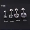 Brinco Stud para Orelha Ossicular de Aço Inoxidável Europeu e Americano com Zircônia Redonda Ultra Brilhante de 4 Garras Piercing de Orelha Joia de Aço Titânio
