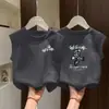 Chaleco de Algodón Puro Estilo Americano para Niños Camiseta sin Mangas para Niños y Niñas Verano Nuevo Estilo Tallas Medianas y Grandes Moda Infantil Chaleco Casual