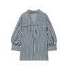 2026 Verão Novo Produto Europeu e Americano Transfronteiriço Feminino Casual Comprimento Médio Manga Bufante Listrada Camisa W016 21261