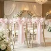 Tela para respaldo de silla de satén de imitación al por mayor de fábrica, cinta de satén específica para hotel, lazo de banderola floral para respaldo de silla de banquete de bodas