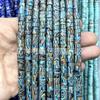 Separadores de 3*6 mm, cuentas sueltas, malaquita, turquesa, lapislázuli, cuentas de rueda doradas, accesorios para bricolaje, pulsera, espaciador, cuentas espaciadoras, cuentas planas de jade