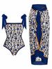 Amazon 2023 Europeia e Americana Nova Edição Fixa Impressa Duas Peças One-Piece Swimsuit Conservador Coberto Hip Skirt Spot Swimsuit