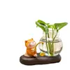 Novo ornamento de pesca de gato para decoração de mesa de escritório, garrafa de vidro hidropônico, presente criativo, pequeno ornamento de mesa