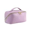 Bolsa de almohada transfronteriza con patrón tejido, bolsa de cosméticos de cuero, multi-capa, bolsa de aseo, bolso de mano portátil para viaje, bolsa de almacenamiento