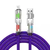 Cabo de Dados Luminoso Coluna de Luz de Energia Quatro em Um Cabo de Carregamento Rápido de Silicone Projeção em Tela de Carro Adequado para Apple 15 Huawei Xiaomi